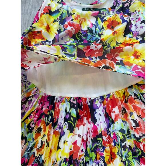 Lauren Ralph Lauren Floral Sleeveless, Dress, Women's size 6 Colorful Pleated - Picture 5 of 9